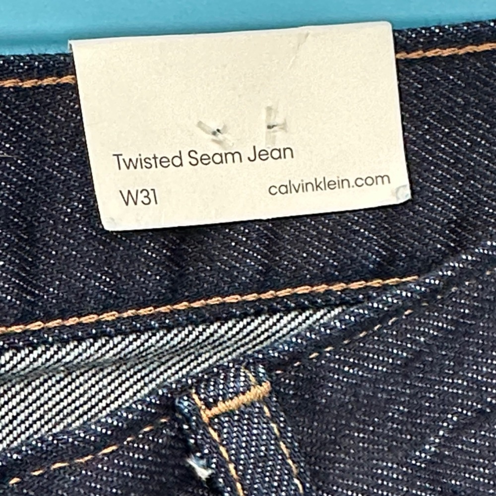 Calvin Klein Jeans Twisted Seam Jean W31 Dark Indigo Organic Cotton Selvedge NEW - Picture 5 of 16
